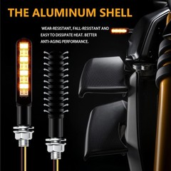 2PCS Flowing LED Motorcycle Turn Signal Daytime Running L Color: White & Amber