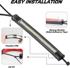 Front Rear Motorcycle Led Turn Signals, Universal White Amber Fork Light Strip,