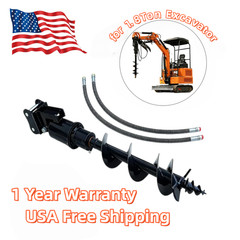 200mm Hydraulic Auger Drill With Hoses For 1.8Ton Mini Excavator USA Stock