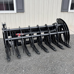 Grabber Attachment For Bobcat Skid Steer 72″ Root Rake Clam Grapple with 8 Teeth