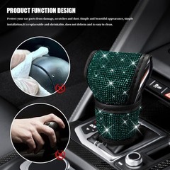 Bling Crystal Rhinestone Gear Shift Knob Cover for Cars, Sparkly Color: Green