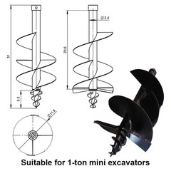 9-in-1 Mini Excavator Attachments Kit Landhonor Buckets Rake Ripper Auger Set