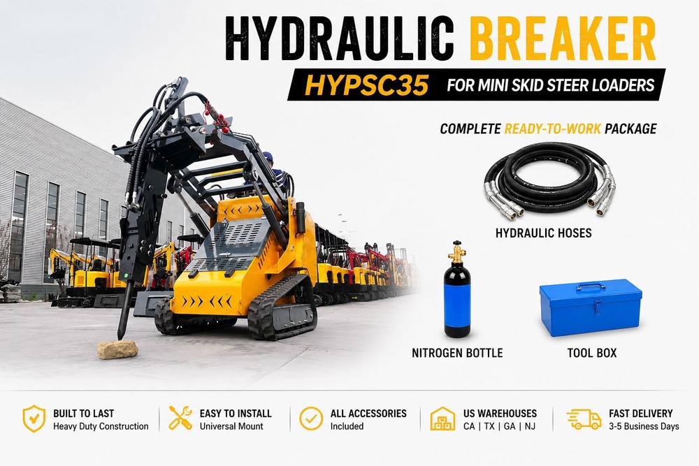 Mini Skid Steer Hydraulic Breaker 35mm Chisel Concrete Demolition Hammer