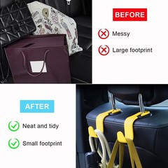 Car Seat Headrest Hooks, 4 Pack Durable Backseat Hangers for Pur Color: Yellow