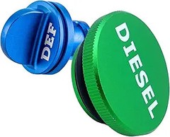 Magnetic Billet Aluminum Blue Diesel Exhaust Fluid Cap/DEF Cap & Green Fuel Cap
