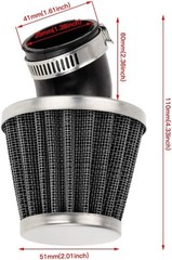 35mm Go Kart Bent Rubber Tube Air Filter Cleaner for 50cc 70cc Size: 35mm Bent