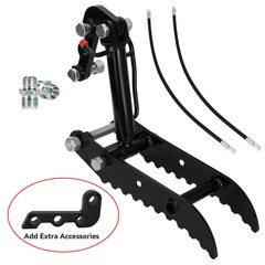 L-Shaped Hydraulic Thumb Clip Attachment W/ Hydraulic Hoses for Mini Excavator