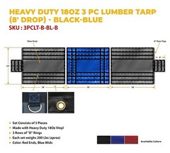 Heavy Duty 18oz 3 Pc Lumber Tarp (8′ Drop) – Black-Blue