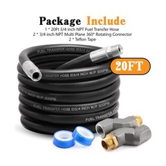 20FT 3/4inch NPT Fuel Transfer Hose Farm Tank Hose and 2PCS Fuel Swivel with …