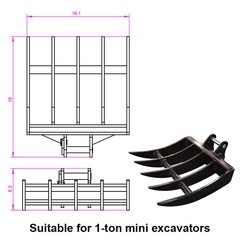 9-in-1 Mini Excavator Attachments Kit Landhonor Buckets Rake Ripper Auger Set