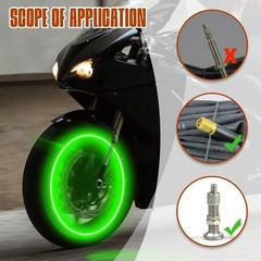 4PCS Green LED Tire Valve Cap Lights, Waterproof Neon Wheel Light Color: Green