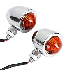 Chrome 12V Motorcycle Front Rear Turn Signals 2PCS Bullet Shape Chrome Turn