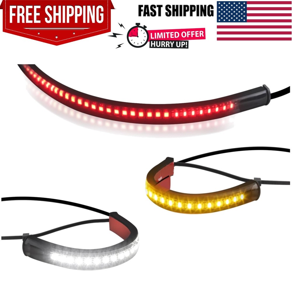 Front Rear Motorcycle Led Turn Signals, Universal White Amber Fork Light Strip,