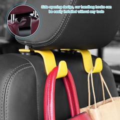 Car Seat Headrest Hooks, 4 Pack Durable Backseat Hangers for Pur Color: Yellow