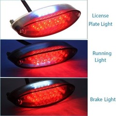 Universal Motorcycle 28 LED Tail Lights Run Driving License Plate L Size: Oval