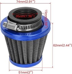 PZ19 Carburetor Carb Cable Choke 35mm Air Filter for 110cc 125cc A Color: Blue