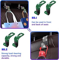 Car Seat Headrest Hooks, 4PCS Green Rhinestone Back Seat Hanger f Color: Green