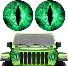 2024 Wrangler Headlight Decals Pair, 3D Round Eye Stickers for He Color: Green