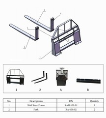 AGT Skid Steer 48” Pallet Fork Frame Quick Tach Attachments For Standard Loader