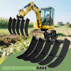 Mini Excavator Rake Attachment For TYPON Small Diggers Tools 19.7inch 1-2Ton