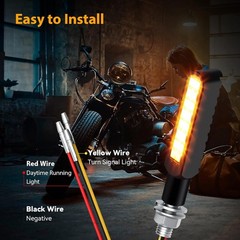 2PCS Flowing LED Motorcycle Turn Signal Daytime Running L Color: White & Amber