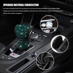 Bling Crystal Rhinestone Gear Shift Knob Cover for Cars, Sparkly Color: Green