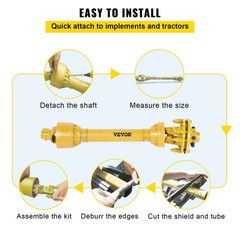 1-3/8in 6-Spline 4-Series 31.5-41in Yellow PTO Shaft with Slip Clutch