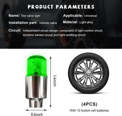 4 PCS LED Tire Valve Lights, Waterproof Neon Lights for Bicycle M Color: Green