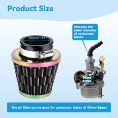 35mm (1-3/8″) Motorcycle Air Filter Compatible with 125cc 110cc Color: Rainbow
