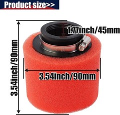 35mm Red Double Foam Pod Performance Filter for 50cc 70cc 90cc 110cc 125cc ATV Q