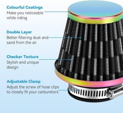 35mm (1-3/8″) Motorcycle Air Filter Compatible with 125cc 110cc Color: Rainbow