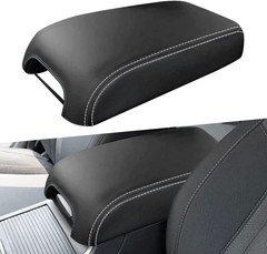 Center Console Cover Anti-Scratch Leather Armrest Cover Repl Color: White Line