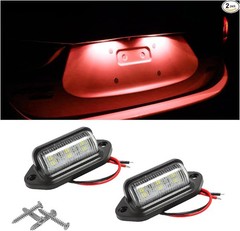 2PCS Red LED License Plate Light, 12V/24V Waterproof 6-SMD Lamp for Color: Red