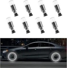 8PCS White LED Tire Valve Stem Cap Lights, Neon Spoke Flash Light Color: White
