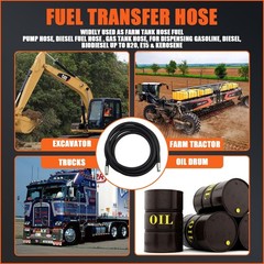 3/4″ID x 20 FT Fuel Transfer Hose with NPT Fittings – Heavy Duty for Farm, Di…