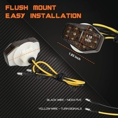 Universal 12V LED Flush Mount Turn Signals for Motorcycle with Smoked Lens and A