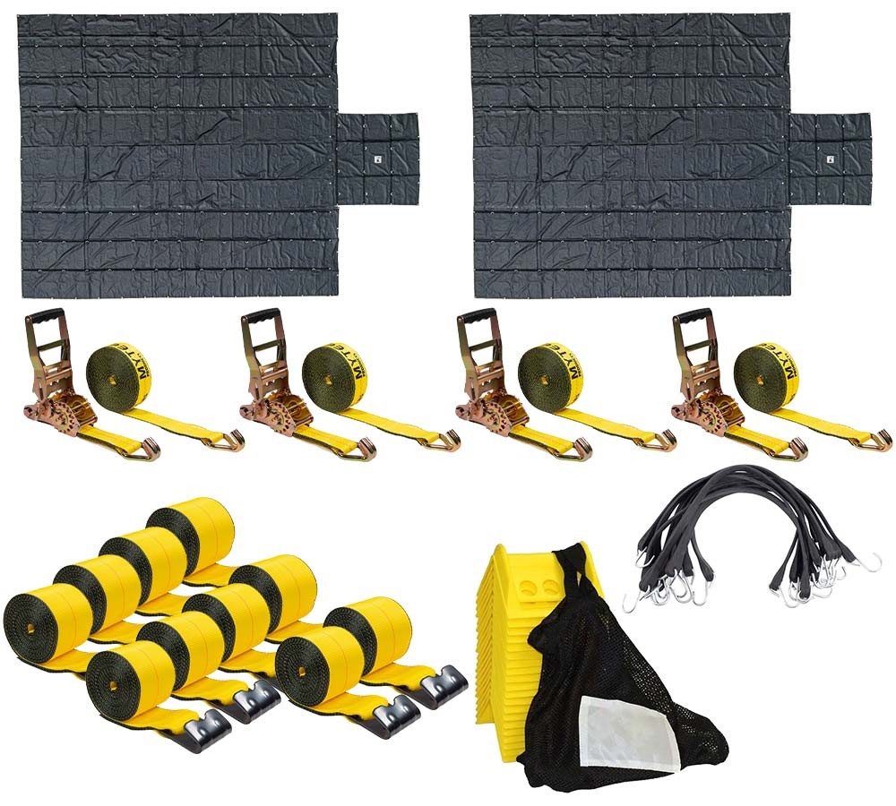 2PK 24’x27′ Lumber Tarps Kit w/10PK Winch, 4PK Ratchet, 50PK Bungee & 20PK Edge