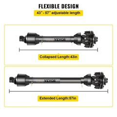Heavy Load 1-3/8″ 6-Spline PTO Shaft 43″-57″ for Tiller Mowers