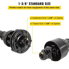 Heavy Load 1-3/8″ 6-Spline PTO Shaft 43″-57″ for Tiller Mowers