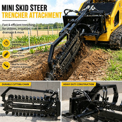 2026 Mini Skid Steer Trencher Attachment for Orchard, Irrigation & Pipe Laying
