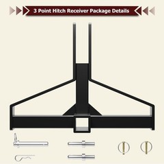 Farm Tractor Category 1 3 Point Hitch Tow Adapter 2 Inch Receiver for Trailer