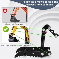 L-Shaped Hydraulic Thumb Clip Attachment W/ Hydraulic Hoses for Mini Excavator